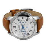 Fossil Grant Chronograph White Dial Brown Leather Strap Watch for Men - FS5060 Buy Now By Fossil