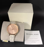 Michael Kors Jayne Three Hand Rose Gold Dial White Leather Strap Watch For Women - MK7128 Buy Now By Michael Kors