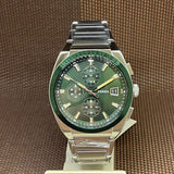 Fossil Everett Chronograph Green Dial Silver Steel Strap Watch for Men - FS5964 Buy Now By Fossil