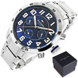 Tommy Hilfiger Trent Chronograph Blue Dial Silver Steel Strap Watch for Men - 1791053 Buy Now By Tommy Hilfiger