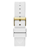 Guess Queen Quartz Gold Dial White Silicone Strap Watch For Women - GW0536L2 Buy Now By Guess