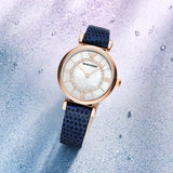 Emporio Armani Gianni T-Bar Analog Mother of Pearl Dial Blue Leather Strap Watch For Women - AR11468 Buy Now By Emporio Armani