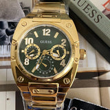 Guess Trend Analog Green Dial Gold Steel Strap Watch For Men - GW0624G2 Buy Now By Guess