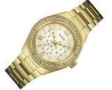 Guess Luna Diamonds White Dial Gold Steel Strap Watch for Women - W0729L2 Buy Now By Guess