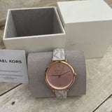 Michael Kors Jayne Three Hand Rose Gold Dial White Leather Strap Watch For Women - MK7128 Buy Now By Michael Kors