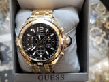 Guess Surge Chronograph Black Dial Gold Steel Strap Watch for Men - W1258G2 Buy Now By Guess