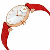 Emporio Armani Gianni T Bar Silver Dial Red Leather Strap Watch For Women - AR1876 Buy Now By Emporio Armani