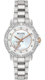 Bulova Crystal Collection Mother of Pearl Dial Silver Steel Strap Watch for Women - 98L232 Buy Now By Bulova