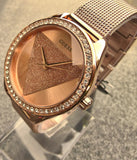 Guess Tri Glitz Quartz Diamonds Rose Gold Dial Rose Gold Mesh Bracelet Watch For Women - W1142L4 Buy Now By Guess