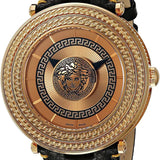 Versace V Metal Icon Quartz Silver Dial Brown Leather Strap Watch For Men - VQL010015 Buy Now By Versace