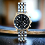 Michael Kors Hutton Chronograph Black Dial Two Tone Steel Strap Watch For Men - MK8954 Buy Now By Michael Kors