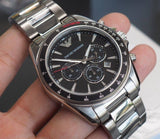 Emporio Armani Sigma Chronograph Black Dial Silver Steel Strap Watch For Men - AR6098 Buy Now By Emporio Armani