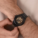 Fossil Townsman Automatic Skeleton Black Dial Black Steel Strap Watch for Men - ME3197 Buy Now By Fossil