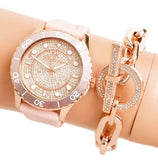 Michael Kors Runway Three Hand Crystal Pave Dial Pink Rubber Strap Watch For Women - MK6854 Buy Now By Michael Kors