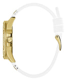 Guess Queen Quartz Gold Dial White Silicone Strap Watch For Women - GW0536L2 Buy Now By Guess