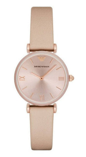 Emporio Armani Gianni T-Bar Quartz Rose Gold Dial Pink Leather Strap Watch For Women - AR11001 Buy Now By Emporio Armani