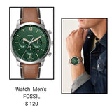 Fossil Neutra Chronograph Green Dial Brown Leather Strap Watch for Men - FS5735 Buy Now By Fossil