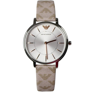 Emporio Armani Gianni T Bar Quartz Silver Dial Beige Leather Strap Watch For Women - AR80007 Buy Now By Emporio Armani