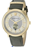 Versace V-Circle Manifesto Gold Dial Black Leather Strap Watch for Men - VBQ030017 Buy Now By Versace