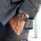 Emporio Armani Meccanico Automatic Red Dial Black Silicon Strap Watch For Men - AR60070 Buy Now By Emporio Armani