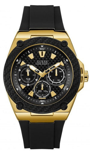 Guess Legacy Black Dial Black Rubber Strap Watch for Men - W1049G5 Buy Now By Guess
