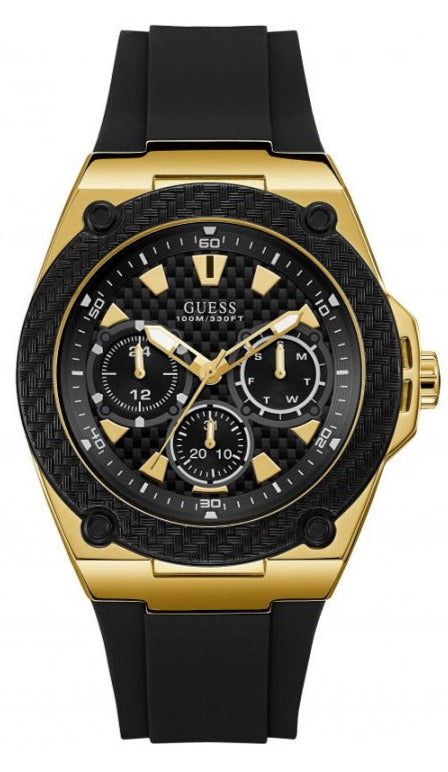 Guess Legacy Black Dial Black Rubber Strap Watch for Men - W1049G5 Buy Now By Guess