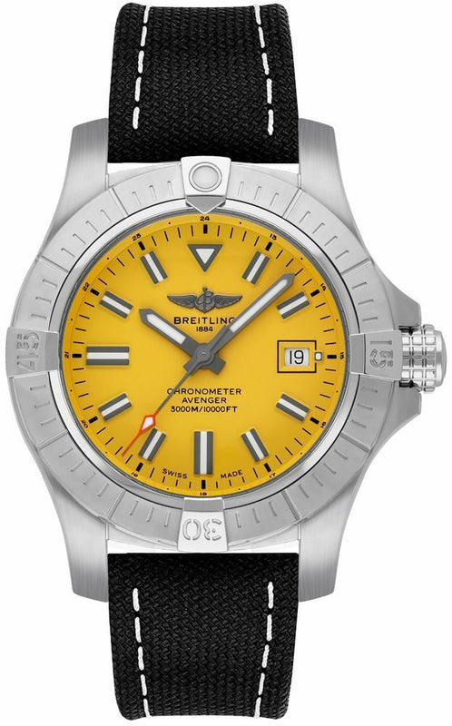 Breitling Avenger Automatic 45 Seawolf Yellow Dial Black Nylon Strap Watch for Men - A17319101I1X1 Buy Now By Breitling