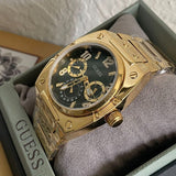 Guess Trend Analog Green Dial Gold Steel Strap Watch For Men - GW0624G2 Buy Now By Guess