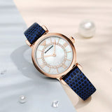 Emporio Armani Gianni T-Bar Analog Mother of Pearl Dial Blue Leather Strap Watch For Women - AR11468 Buy Now By Emporio Armani