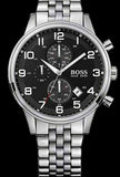 Hugo Boss Aeroliner Chronograph Quartz Black Dial Silver Steel Strap Watch For Men - HB1512446 Buy Now By Hugo Boss