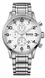 Hugo Boss Aeroliner Chronograph Quartz White Dial Silver Steel Strap Watch For Men - HB1512445 Buy Now By Hugo Boss