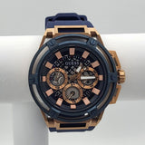 Guess Matrix Multifunction Blue Dial Blue Rubber Strap Watch for Men - GW0423G4 Buy Now By Guess