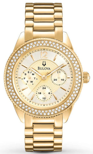 Bulova Multi Function Gold Dial Gold Steel Strap Watch for Women - 97N102 Buy Now By Bulova