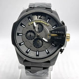 Diesel Mega Chief Chronograph Grey Dial Black Steel Strap Watch For Men - DZ4479 Buy Now By Diesel