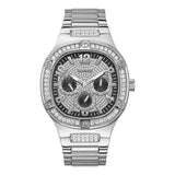 Guess Duke Glitz Black Dial Silver Steel Strap Watch For Men - GW0576G1 Buy Now By Guess