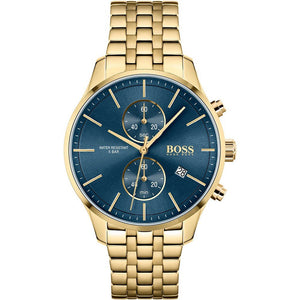 Hugo Boss Associate Blue Dial Gold Steel Strap Watch for Men - 1513841 Buy Now By Hugo Boss