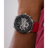 Guess Momentum Black Dial Red Rubber Strap Watch for Men - GW0263G3 Buy Now By Guess