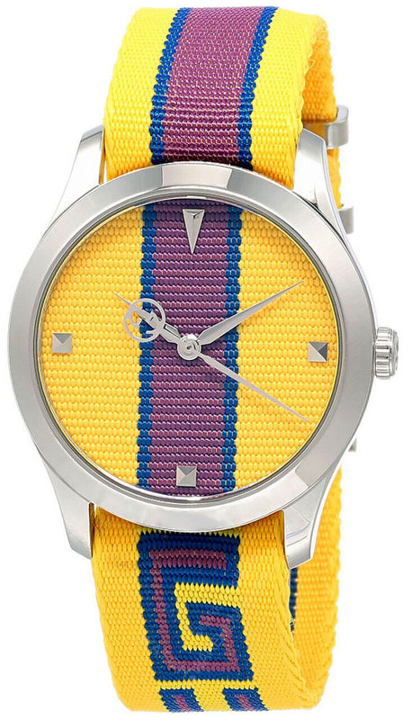Gucci G Timeless Quartz Yellow & Purple Dial Yellow & Purple NATO Strap Watch For Men - YA1264069 Buy Now By Gucci