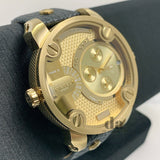 Diesel Mr Daddy Gold Dial Black Leather Strap Watch For Men - DZ7363 Buy Now By Diesel