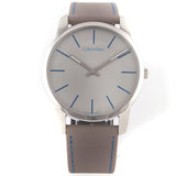 Calvin Klein City Silver Dial Grey Leather Strap Watch for Men - K2G211Q4 Buy Now By Calvin Klein