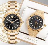 Versace Hellenyium Quartz Black Dial Gold Steel Strap Watch For Men - VE3A00820 Buy Now By Versace