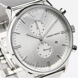 Emporio Armani Classic Chronograph Quartz Silver Dial Silver Mesh Bracelet Watch For Men - AR0390 Buy Now By Emporio Armani