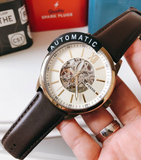 Fossil Flynn Mechanical Skeleton Beige Dial Brown Leather Strap Watch for Men - BQ2215 Buy Now By Fossil