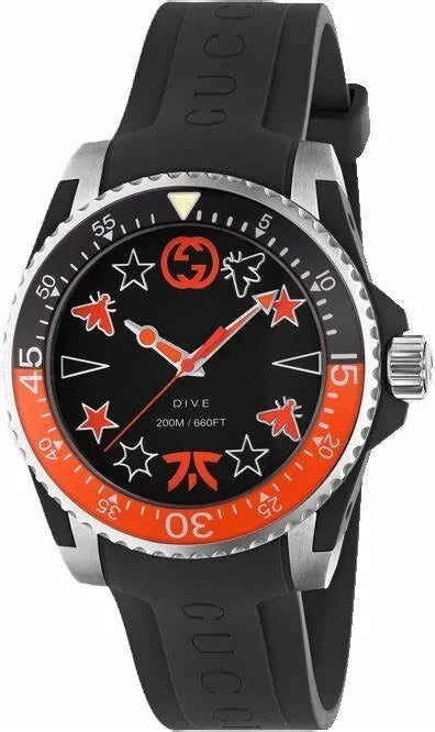 Gucci Dive Limited Edition Black Dial Black Rubber Strap Unisex Watch - YA136333 Buy Now By Gucci