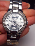 Guess Mini Prism Diamonds Silver Dial Silver Steel Strap Watch for Women - W12638L1 Buy Now By Guess