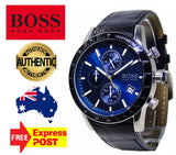 Hugo Boss Rafale Chronograph Quartz Blue Dial Black Leather Strap Watch For Men - HB1513391 Buy Now By Hugo Boss