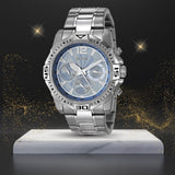 Guess Commander Chronograph Blue Dial Silver Steel Strap Watch for Men - GW0056G2 Buy Now By Guess