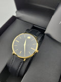 Movado Ultra Slim Black Dial Black Leather Strap Watch For Women - 0607091 Buy Now By Movado