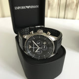 Emporio Armani Sportivo Chronograph Black Dial Black Rubber Strap Watch For Men - AR0527 Buy Now By Emporio Armani