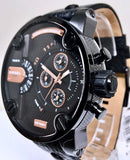 Diesel Little Daddy Chronograph Black Dial Black Leather Strap Watch For Men - DZ7291 Buy Now By Diesel